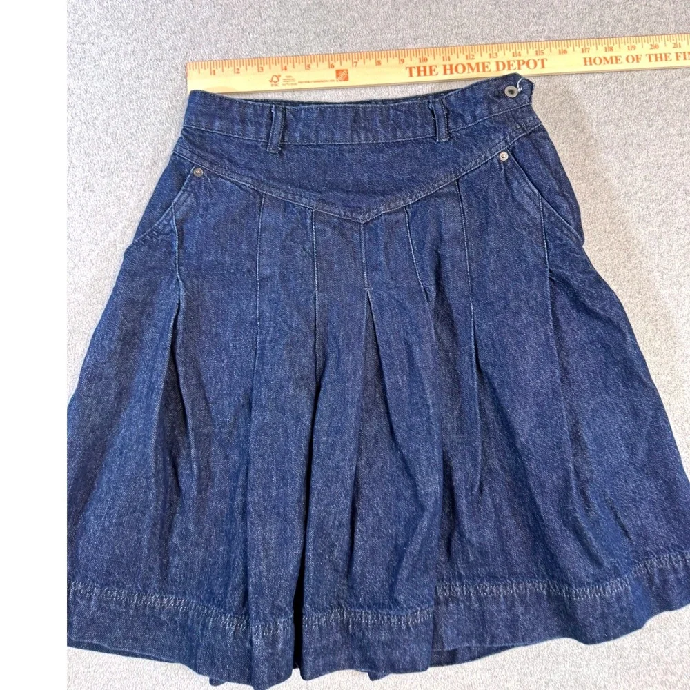 Free People Denim Skirt Womens 26 Blue Pleated High Waist A-Line Boho Mini Skirt